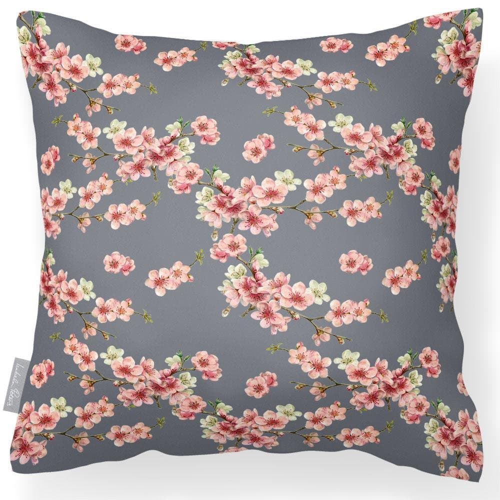 Outdoor Garden Waterproof Cushion - Cherry Blossom - Grey 50 x 50 cm by Izabela Peters