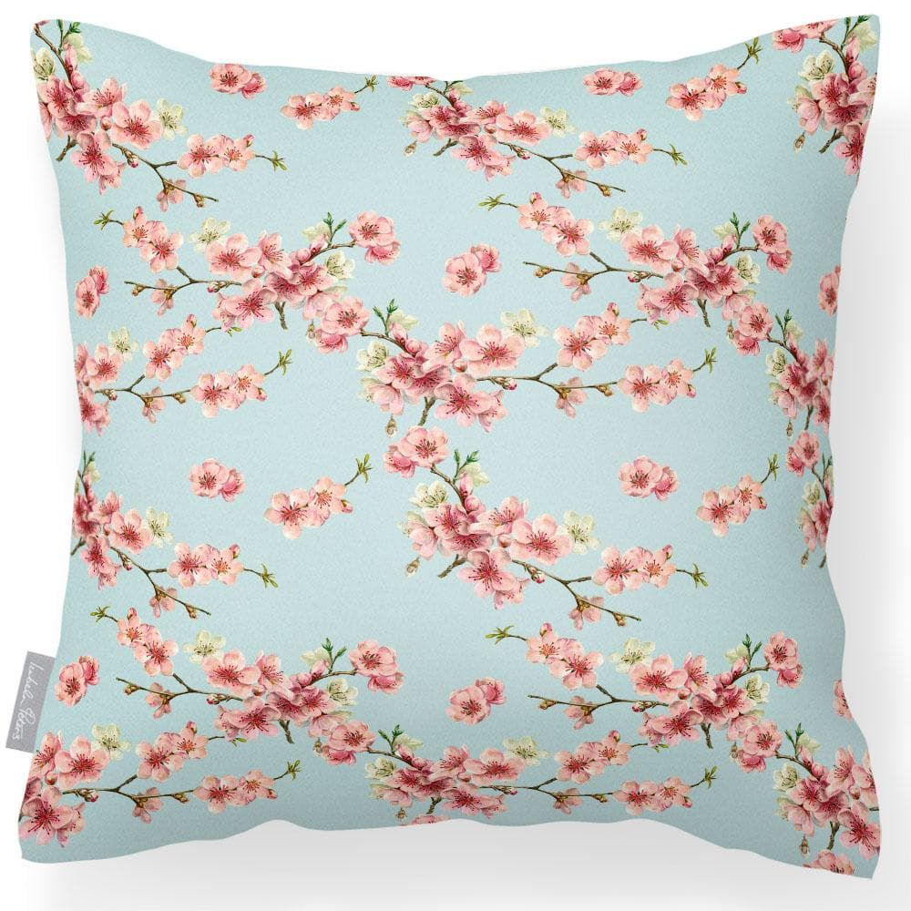 Outdoor Garden Waterproof Cushion - Cherry Blossom - Duck Egg 50 x 50 cm by Izabela Peters