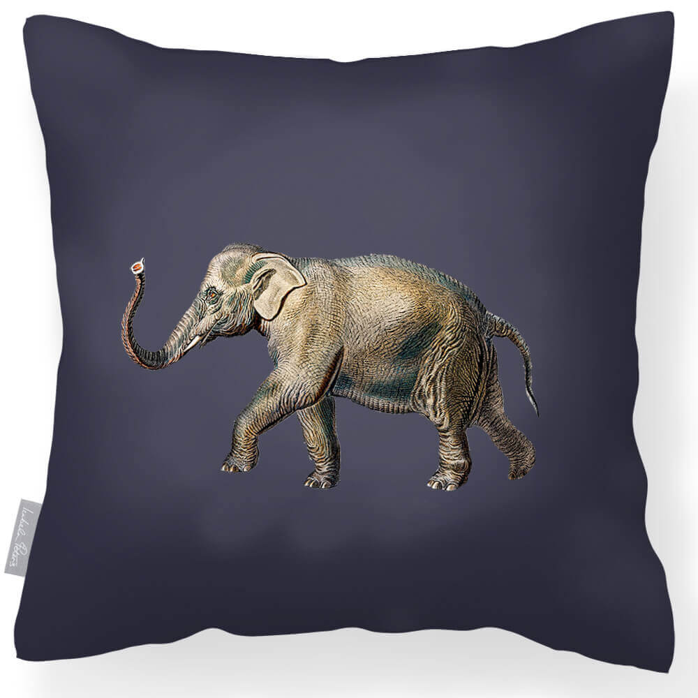 Outdoor Garden Waterproof Cushion - Elephant - Graphite 45 x 45 cm by Izabela Peters