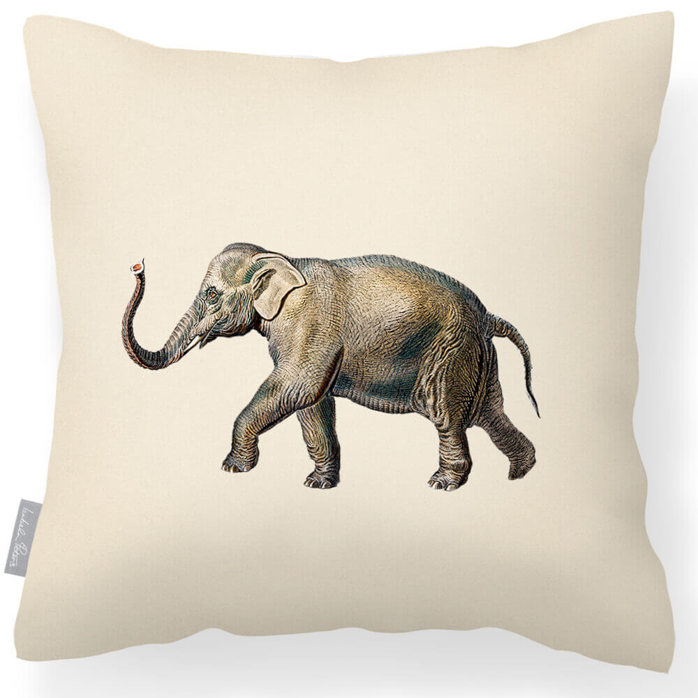 Outdoor Garden Waterproof Cushion - Elephant - Ivory Cream 45 x 45 cm by Izabela Peters