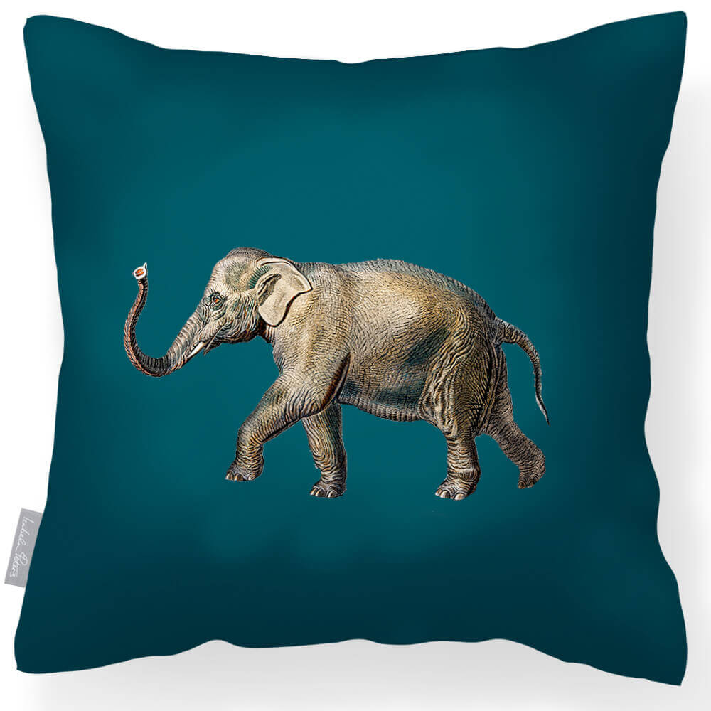 Outdoor Garden Waterproof Cushion - Elephant  Izabela Peters Teal 40 x 40 cm 