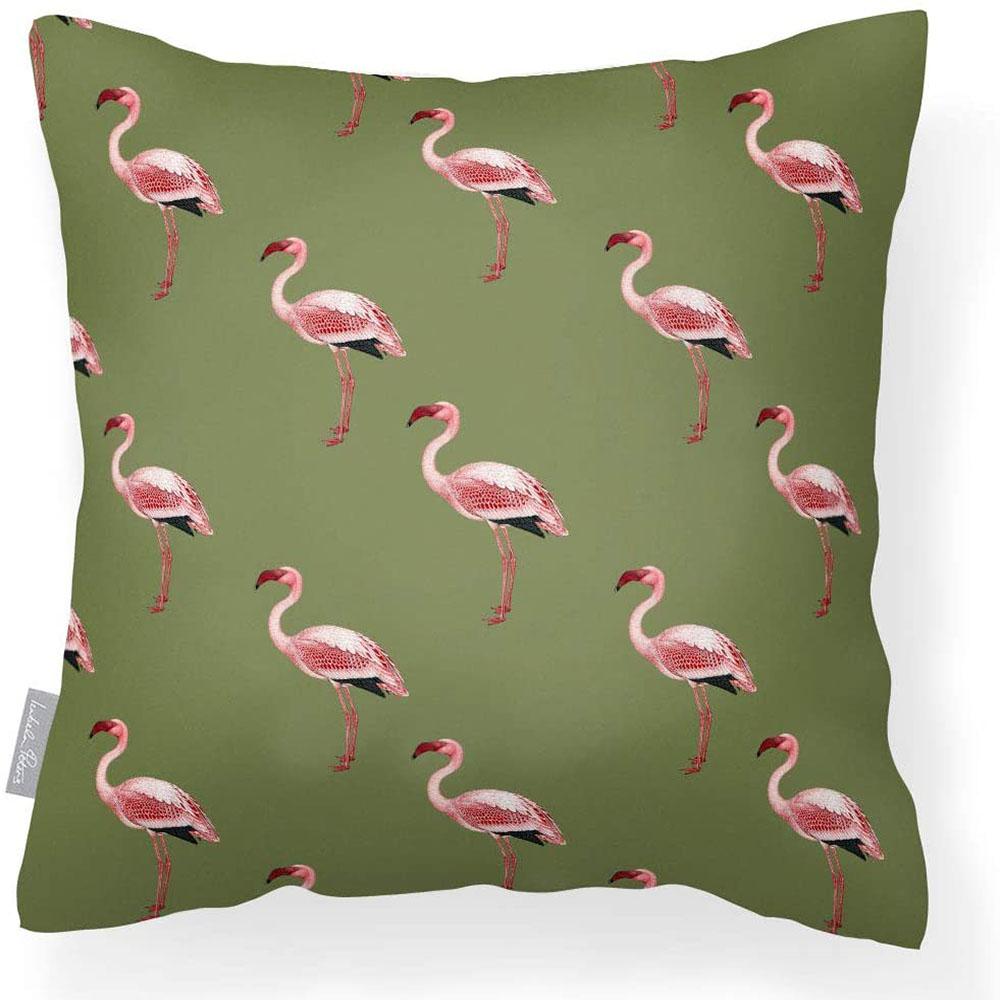 Outdoor Garden Waterproof Cushion - Flamingos - Sage 50 x 50 cm by Izabela Peters