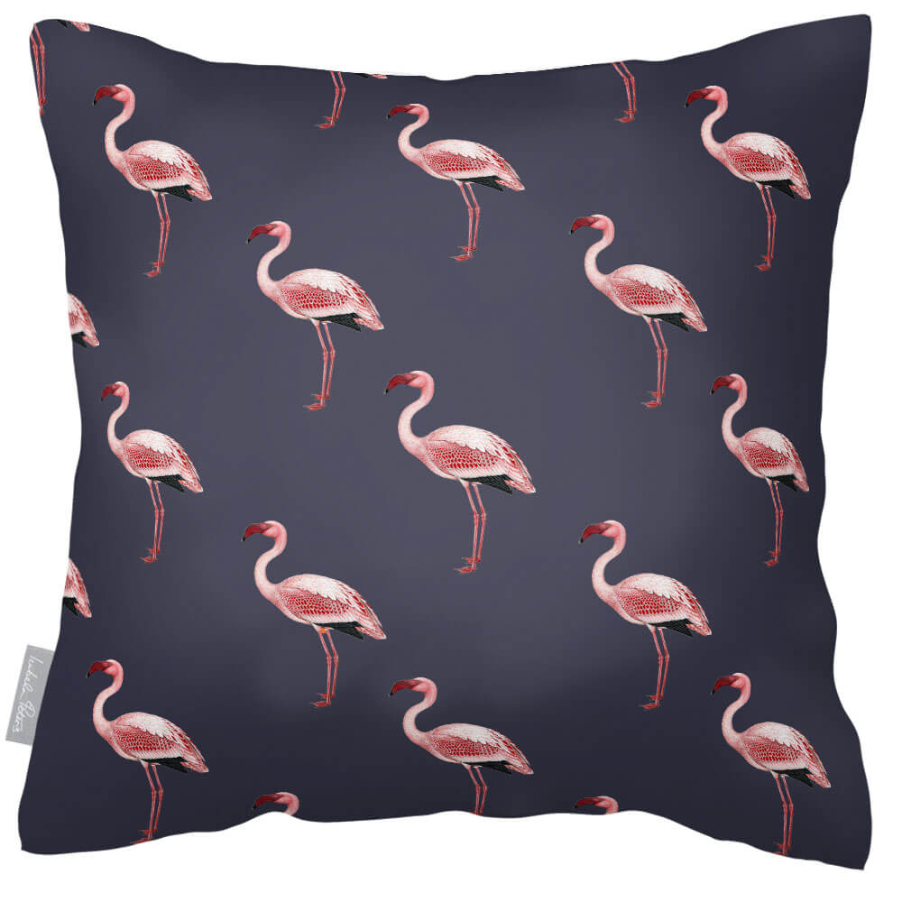 Outdoor Garden Waterproof Cushion - Flamingos  Izabela Peters Graphite 40 x 40 cm 