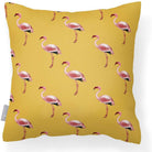 Outdoor Garden Waterproof Cushion - Flamingos - Mustard 50 x 50 cm by Izabela Peters