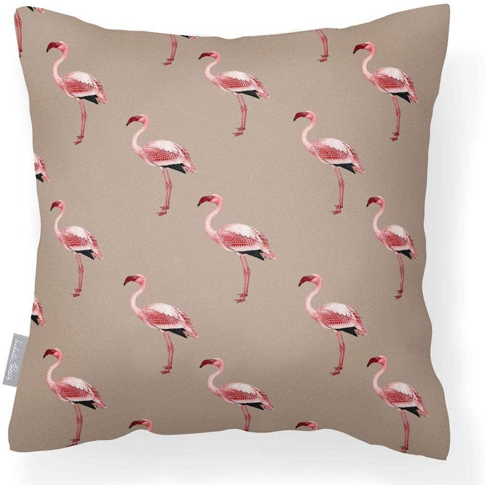 Outdoor Garden Waterproof Cushion - Flamingos - Taupe 50 x 50 cm by Izabela Peters
