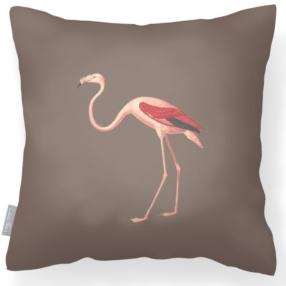 Outdoor Garden Waterproof Cushion - Flora and Fauna Flamingo - Dovedale Stone 45 x 45 cm by Izabela Peters