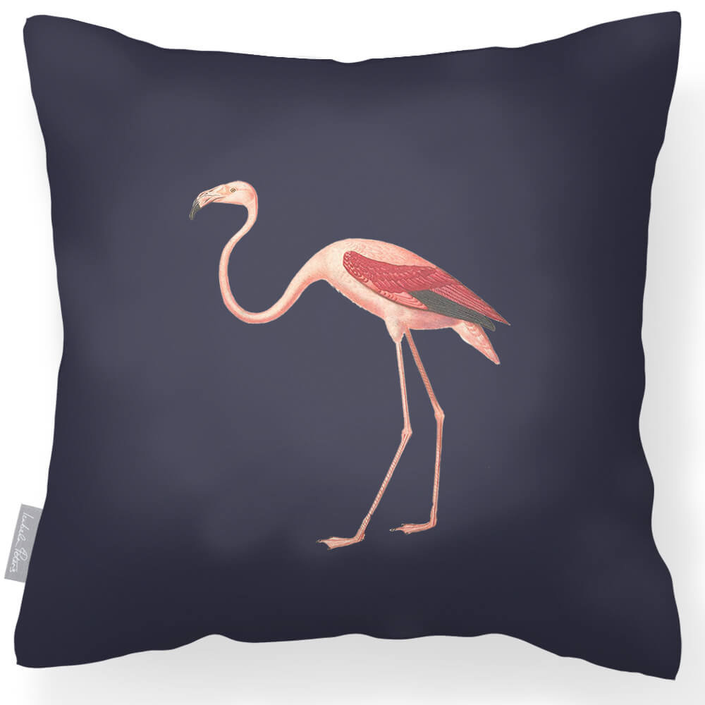 Outdoor Garden Waterproof Cushion - Flora and Fauna Flamingo  Izabela Peters Graphite 40 x 40 cm 