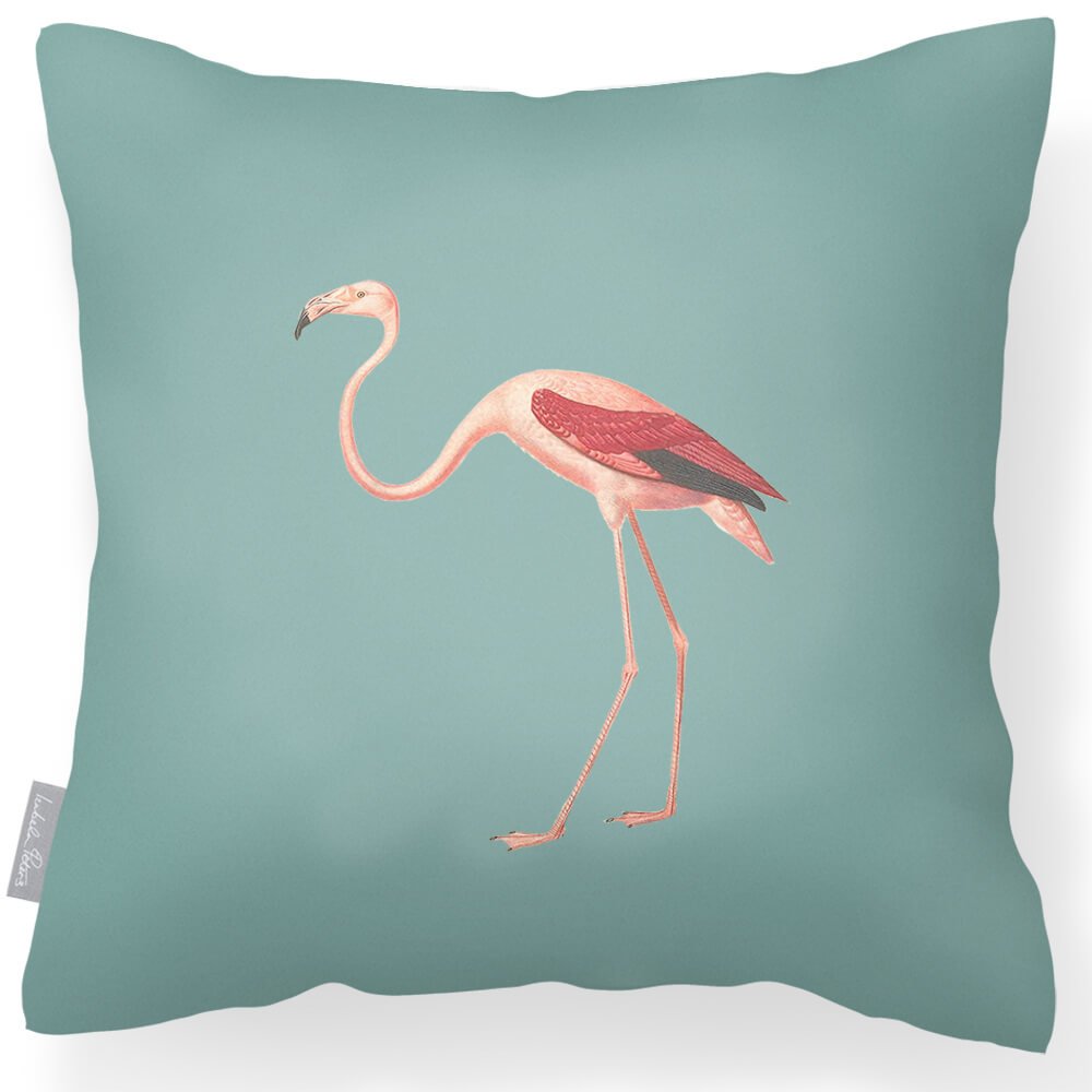 Outdoor Garden Waterproof Cushion - Flora and Fauna Flamingo  Izabela Peters Blue Surf 40 x 40 cm 