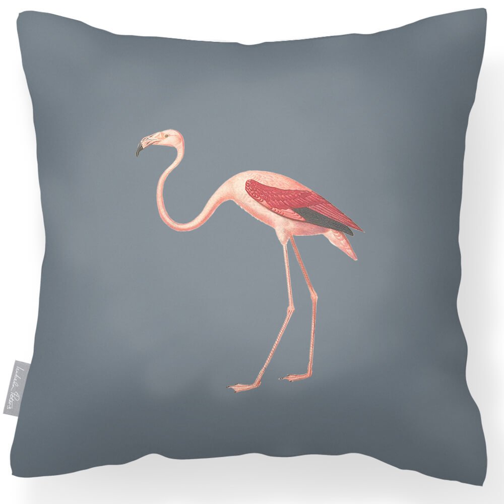 Outdoor Garden Waterproof Cushion - Flora and Fauna Flamingo  Izabela Peters French Grey 40 x 40 cm 