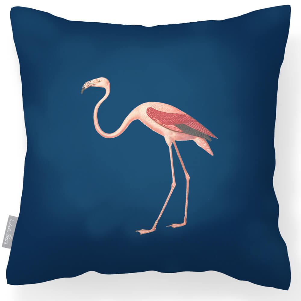 Outdoor Garden Waterproof Cushion - Flora and Fauna Flamingo  Izabela Peters Estate Blue 40 x 40 cm 