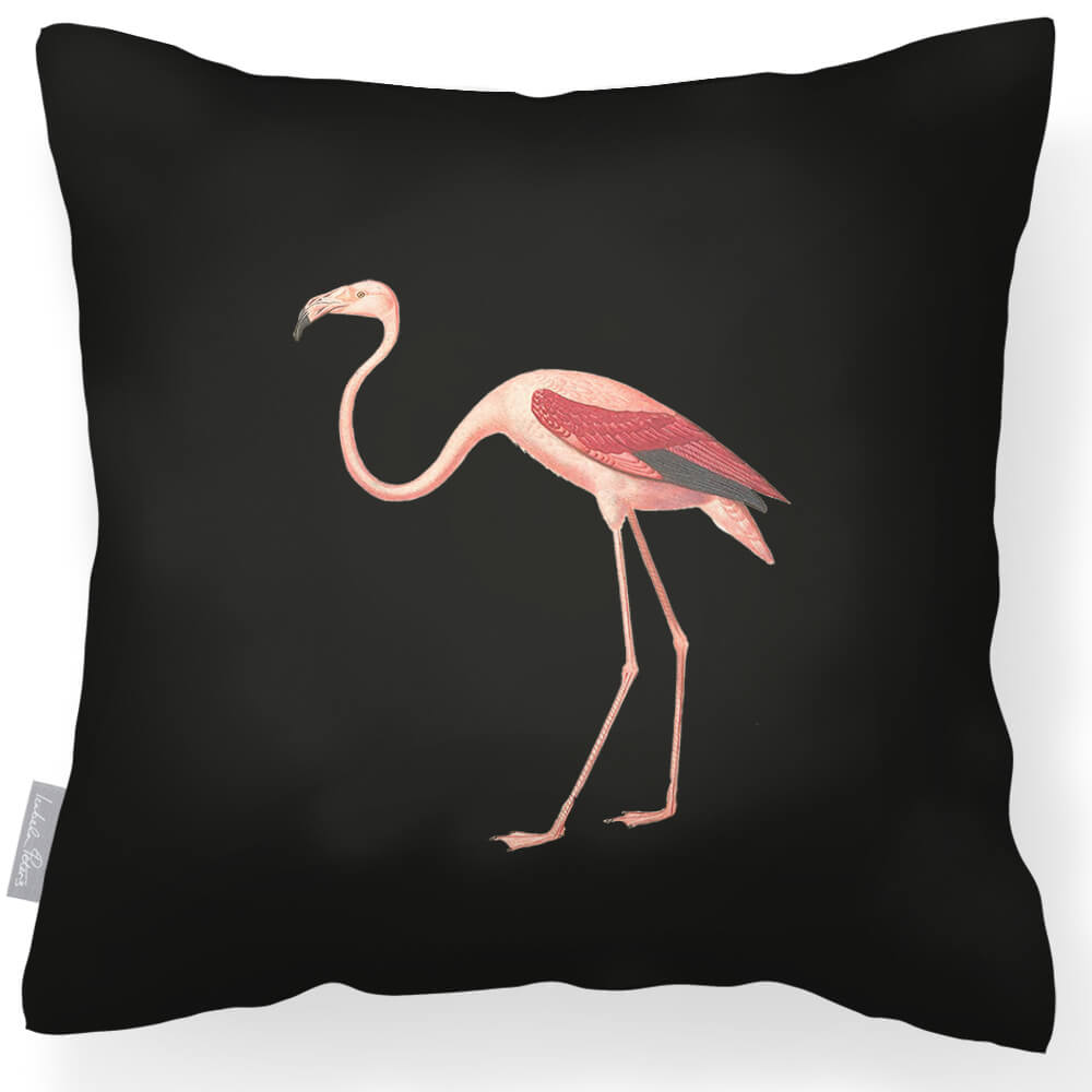 Outdoor Garden Waterproof Cushion - Flora and Fauna Flamingo  Izabela Peters Charcoal 40 x 40 cm 