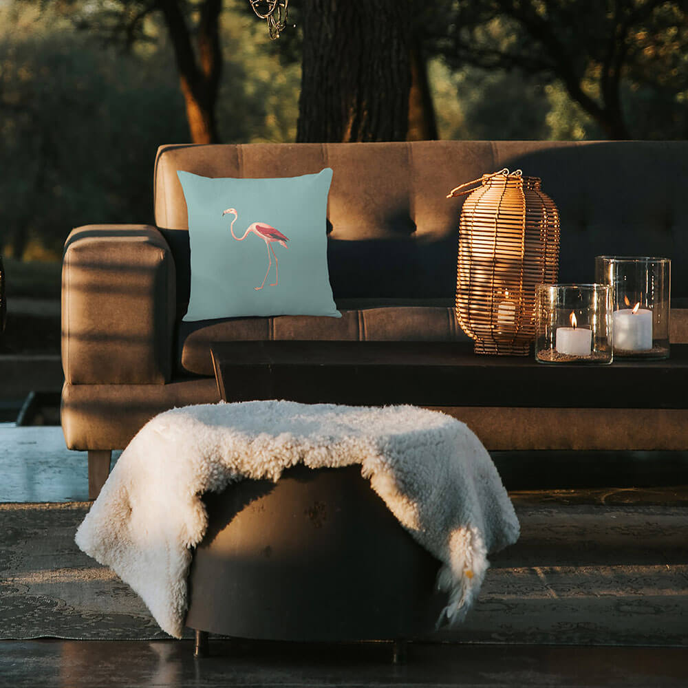 Outdoor Garden Waterproof Cushion - Flora and Fauna Flamingo  Izabela Peters   