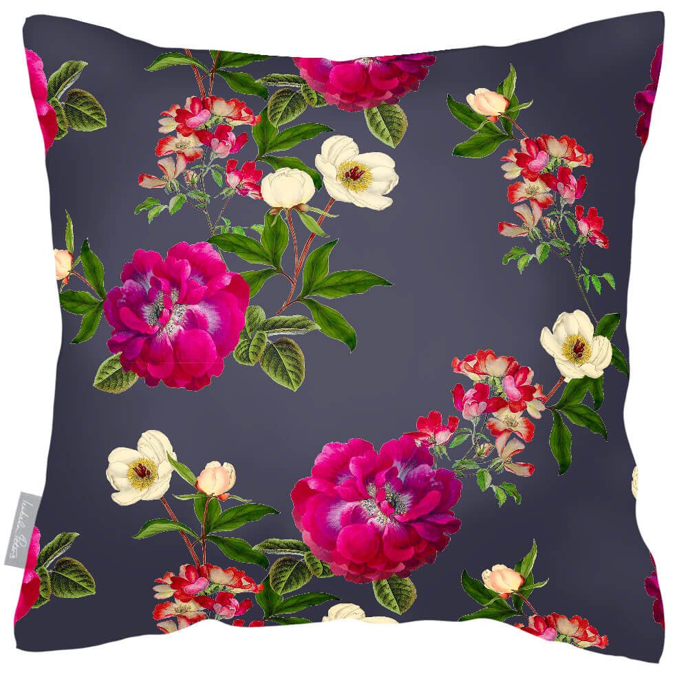 Outdoor Garden Waterproof Cushion - Floral Glade  Izabela Peters Graphite 40 x 40 cm 
