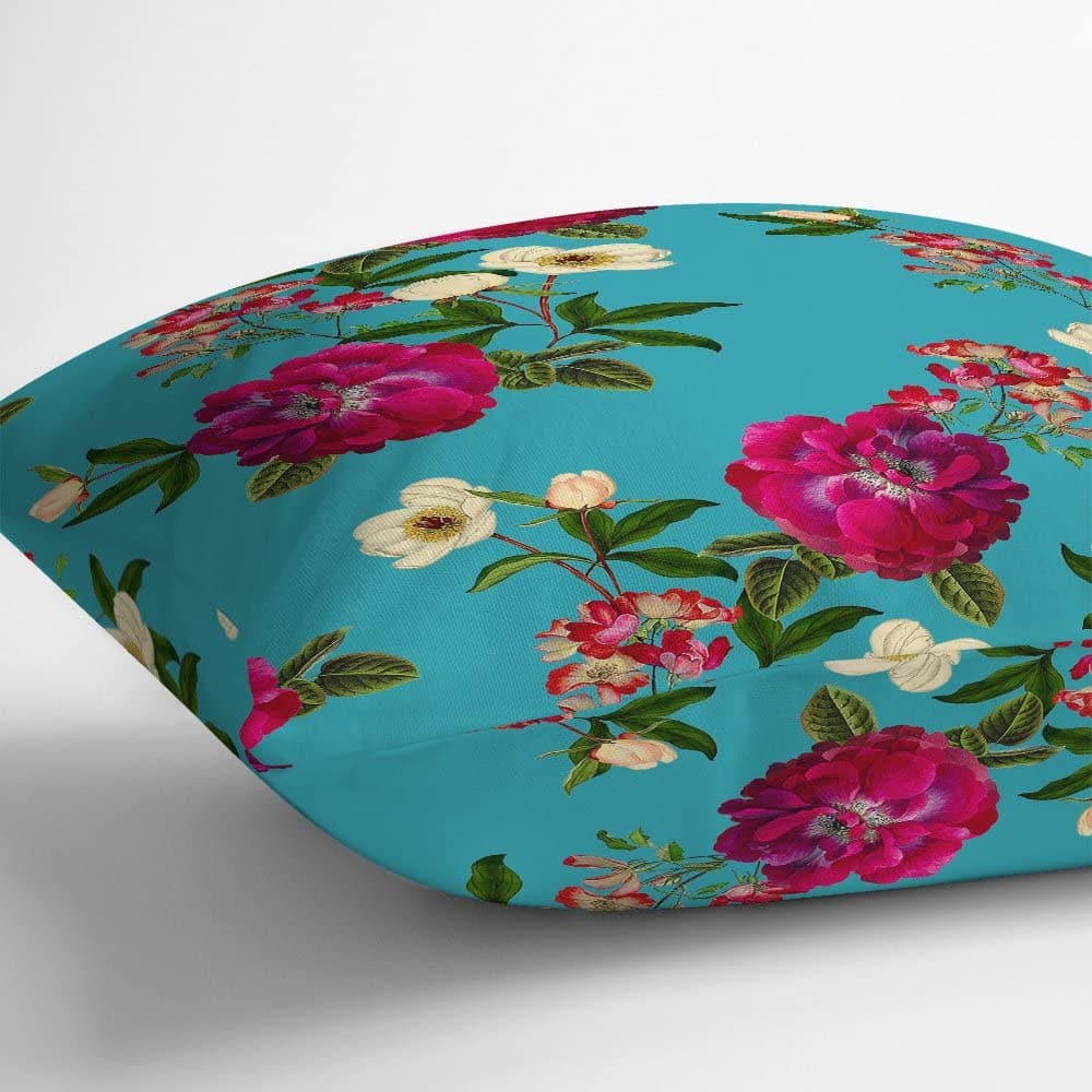 Outdoor Garden Waterproof Cushion - Floral Glade - Prussian Blue 50 x 50 cm by Izabela Peters