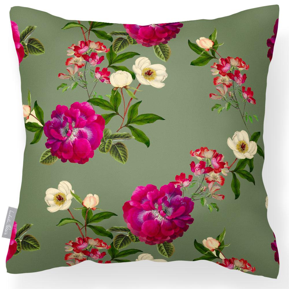 Outdoor Garden Waterproof Cushion - Floral Glade - Sage 50 x 50 cm by Izabela Peters
