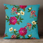 Outdoor Garden Waterproof Cushion - Floral Glade - Prussian Blue 50 x 50 cm by Izabela Peters