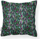 Outdoor Garden Waterproof Cushion - Floral Meadow - Violet on Shades of Forrest Green 50 x 50 cm by Izabela Peters