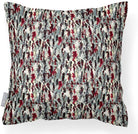 Outdoor Garden Waterproof Cushion - Floral Meadow - Garnet Red on Gainsboro Grey 50 x 50 cm by Izabela Peters