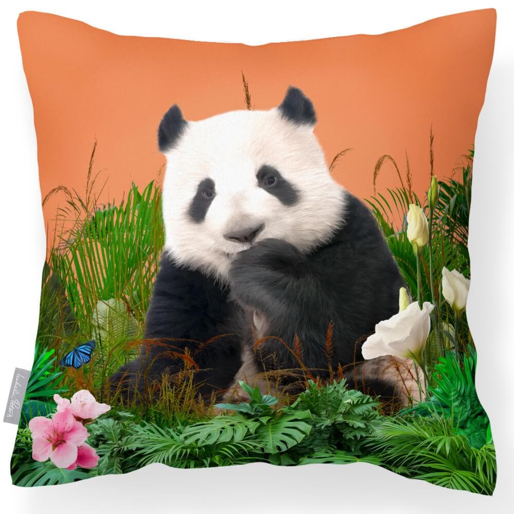 Outdoor Garden Waterproof Cushion - Forest Panda - Burnt Orange 50 x 50 cm by Izabela Peters