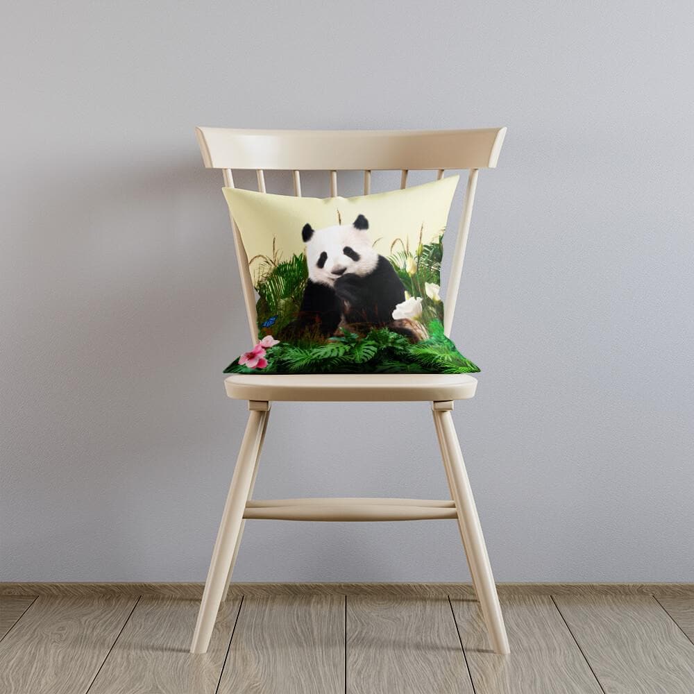 Outdoor Garden Waterproof Cushion - Forest Panda - Cream 50 x 50 cm by Izabela Peters
