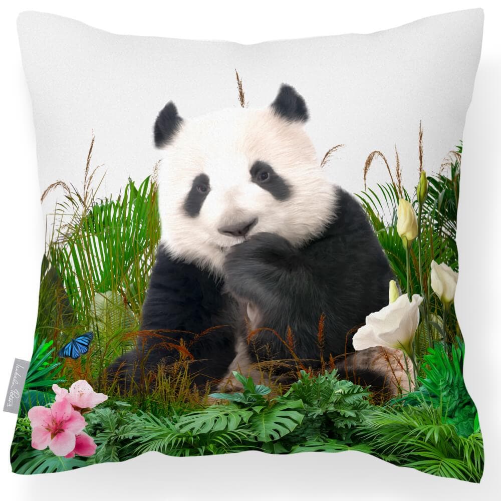 Outdoor Garden Waterproof Cushion - Forest Panda - White 50 x 50 cm by Izabela Peters