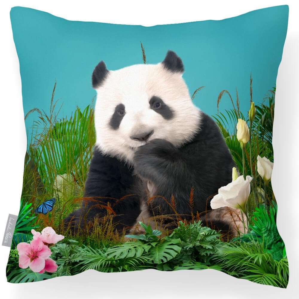 Outdoor Garden Waterproof Cushion - Forest Panda  Izabela Peters Prussian Blue 40 x 40 cm 