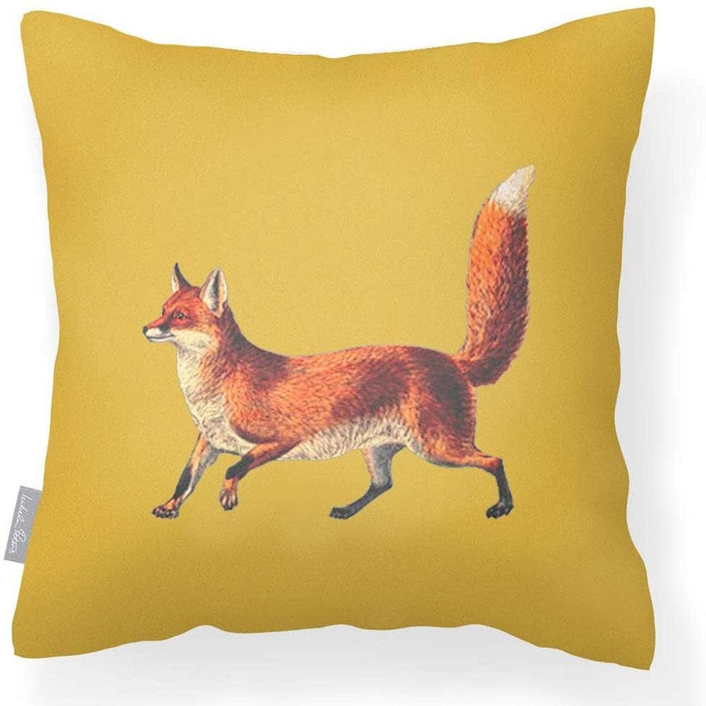 Outdoor Garden Waterproof Cushion - Fox - Mustard 50 x 50 cm by Izabela Peters