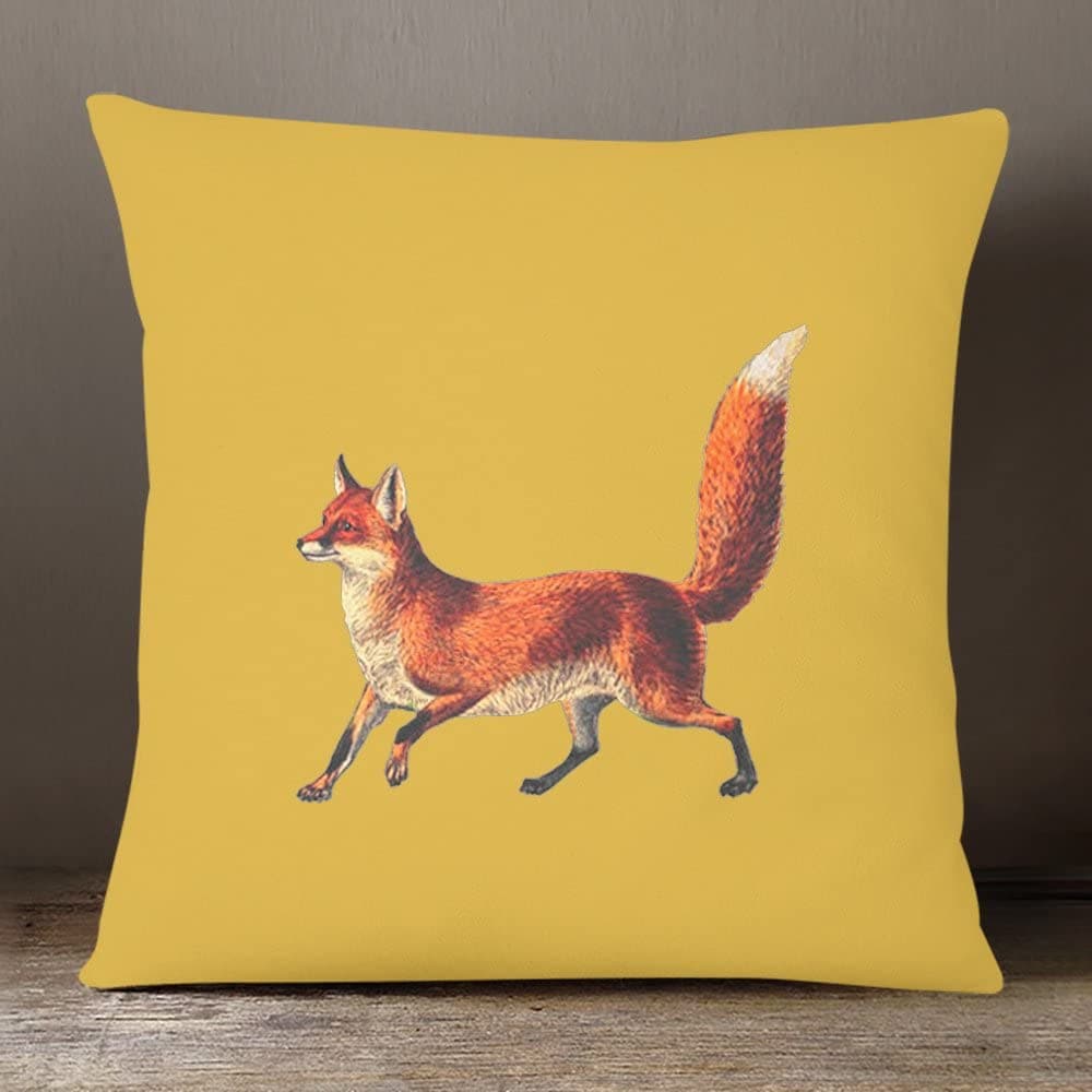 Outdoor Garden Waterproof Cushion - Fox - Mustard 50 x 50 cm by Izabela Peters