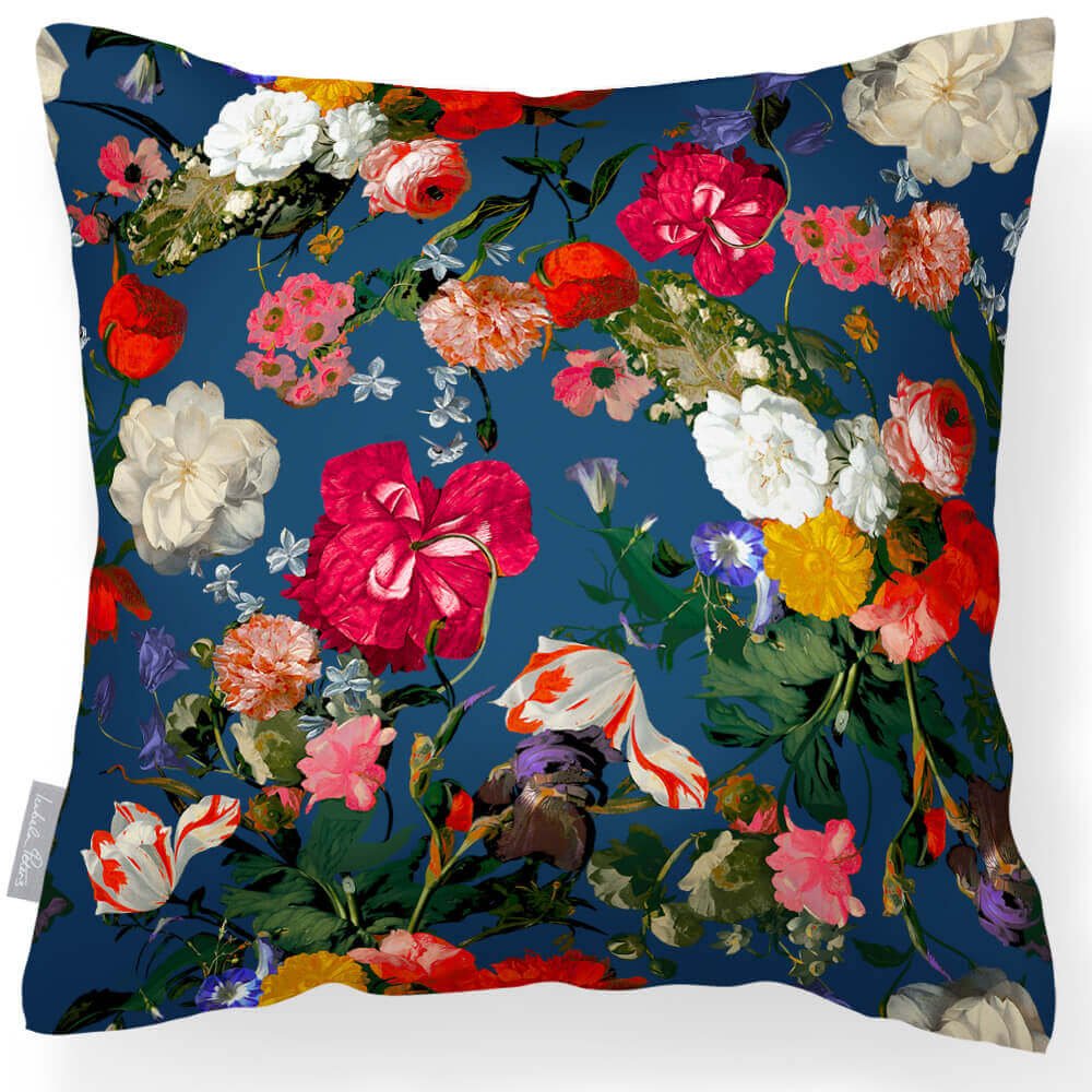 Outdoor Garden Waterproof Cushion - Garden Bouquet - Estate Blue 45 x 45 cm by Izabela Peters