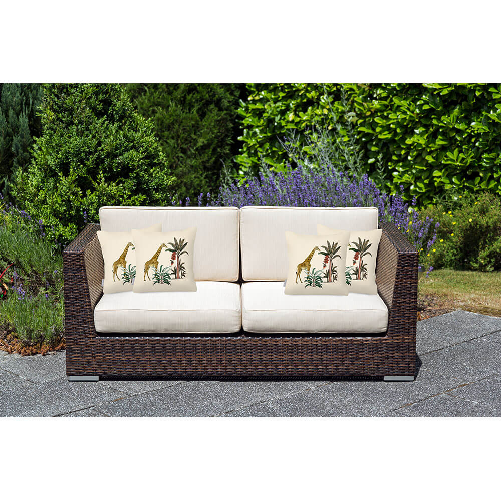 Outdoor Garden Waterproof Cushion - Giraffe - Ivory Cream 43 x 43 cm by Izabela Peters