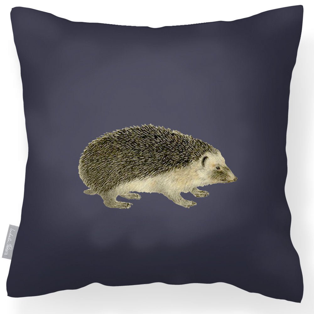 Outdoor Garden Waterproof Cushion - Hedgehog - Graphite 43 x 43 cm by Izabela Peters