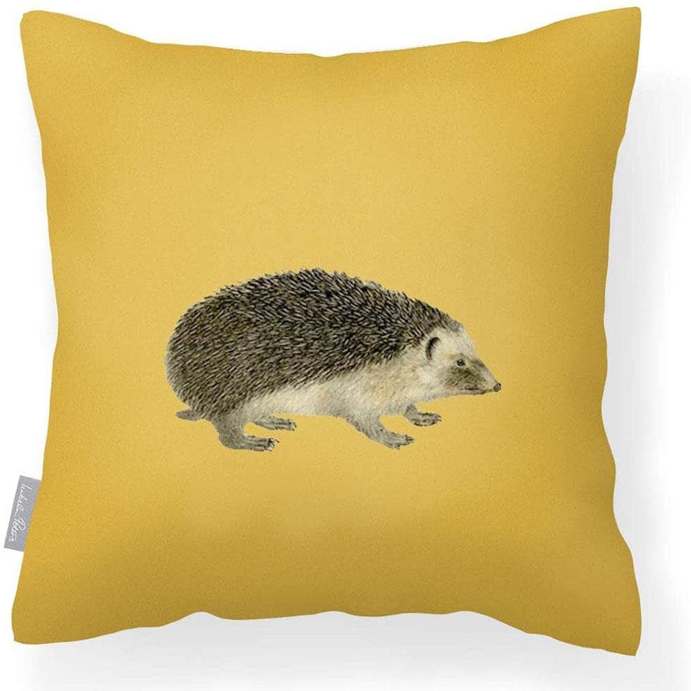 Outdoor Garden Waterproof Cushion - Hedgehog - Mustard 50 x 50 cm by Izabela Peters
