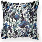 Outdoor Garden Waterproof Cushion - Herbaceous Border - Shades of Sapphire on Gainsboro Grey 50 x 50 cm by Izabela Peters
