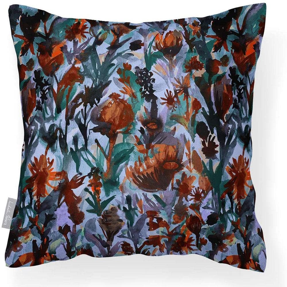 Outdoor Garden Waterproof Cushion - Herbaceous Border  Izabela Peters Orange Rust on Lavender 40 x 40 cm 
