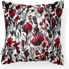Outdoor Garden Waterproof Cushion - Herbaceous Border - Garnet Red on Gainsboro Grey 50 x 50 cm by Izabela Peters