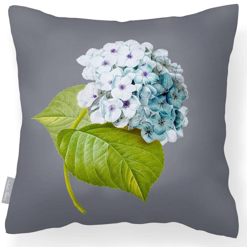 Outdoor Garden Waterproof Cushion - Hydrangea - Grey 50 x 50 cm by Izabela Peters