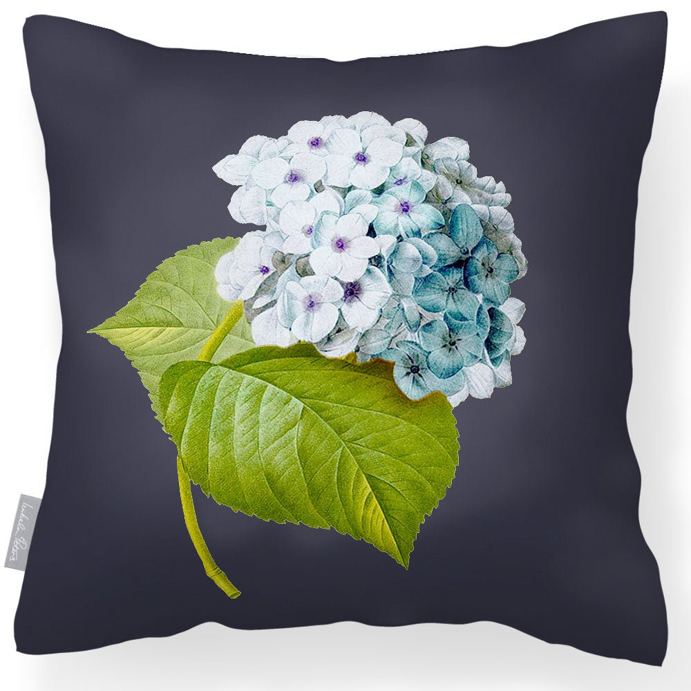 Outdoor Garden Waterproof Cushion - Hydrangea - Graphite 50 x 50 cm by Izabela Peters