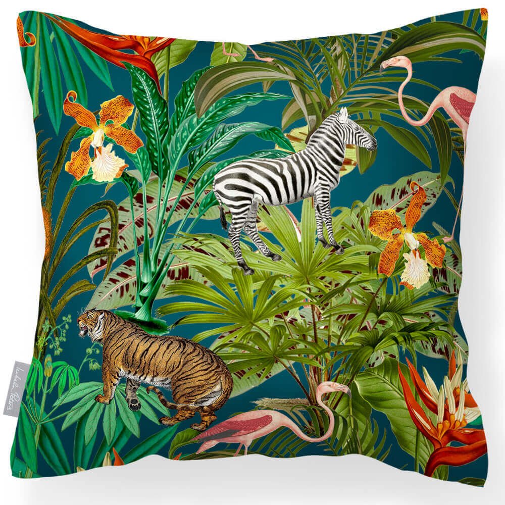 Outdoor Garden Waterproof Cushion - Jungle Fusion - Teal 45 x 45 cm by Izabela Peters