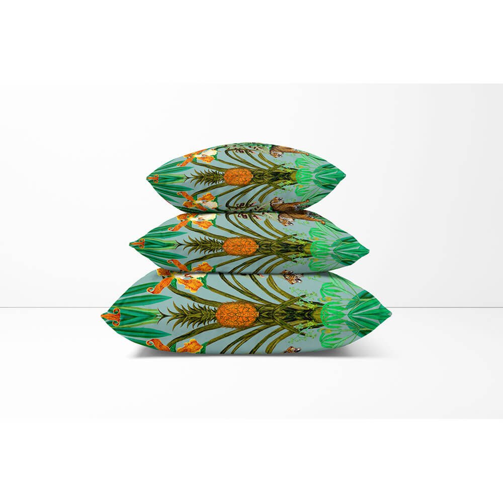 Outdoor Garden Waterproof Cushion - Jungle Fusion - Blue Surf 45 x 45 cm by Izabela Peters