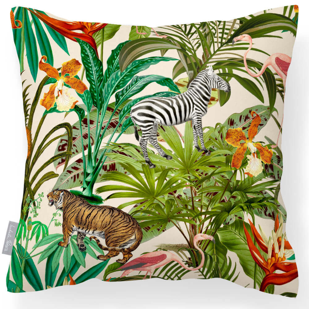 Outdoor Garden Waterproof Cushion - Jungle Fusion - Ivory Cream 45 x 45 cm by Izabela Peters