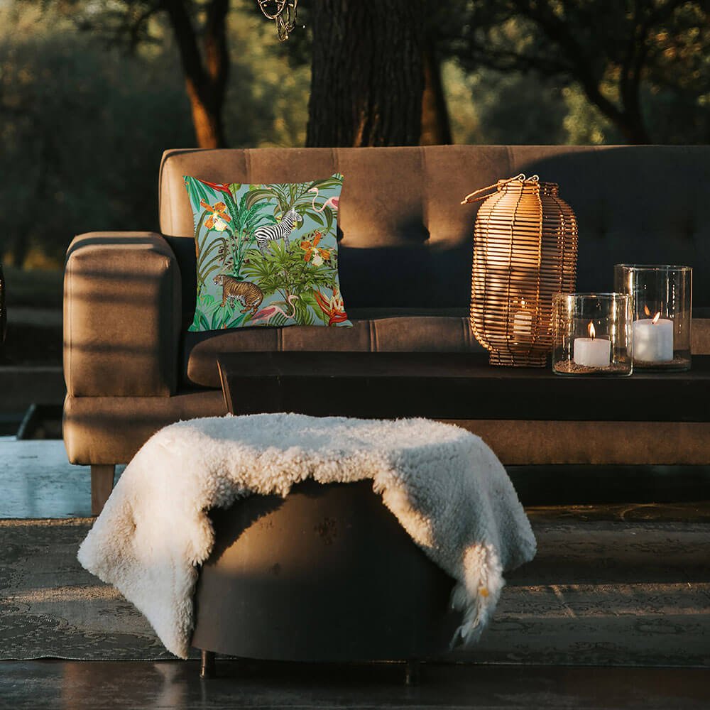 Outdoor Garden Waterproof Cushion - Jungle Fusion - Blue Surf 45 x 45 cm by Izabela Peters