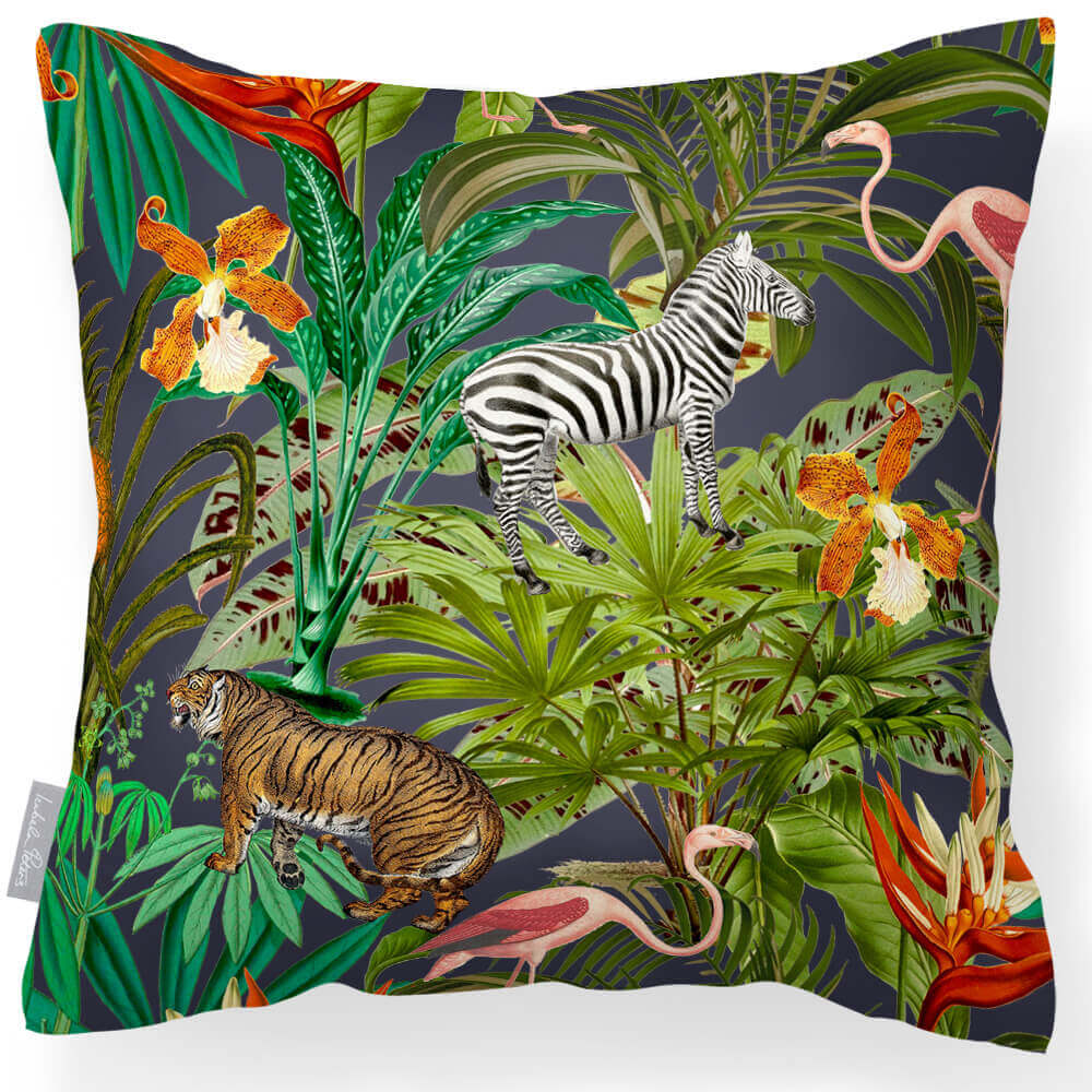 Outdoor Garden Waterproof Cushion - Jungle Fusion - Graphite 45 x 45 cm by Izabela Peters