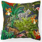 Outdoor Garden Waterproof Cushion - Jungle Fusion - Graphite 45 x 45 cm by Izabela Peters