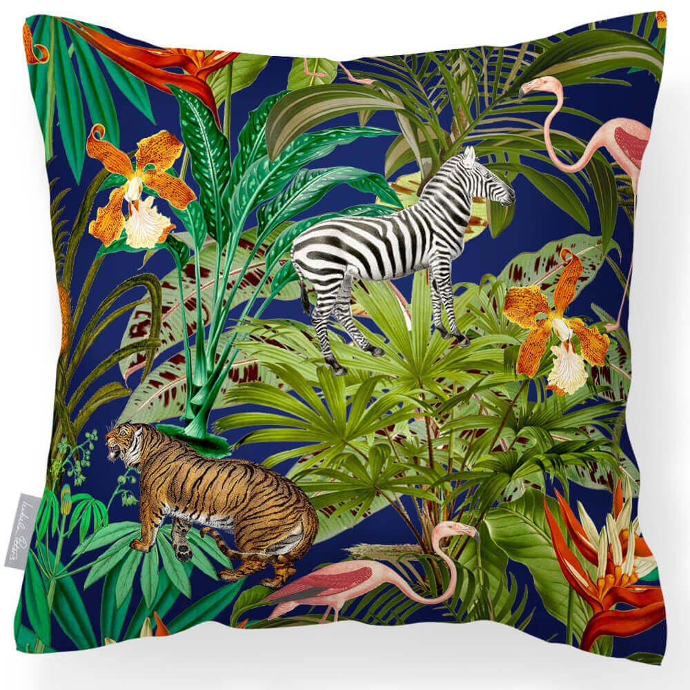Outdoor Garden Waterproof Cushion - Jungle Fusion - Midnight 45 x 45 cm by Izabela Peters