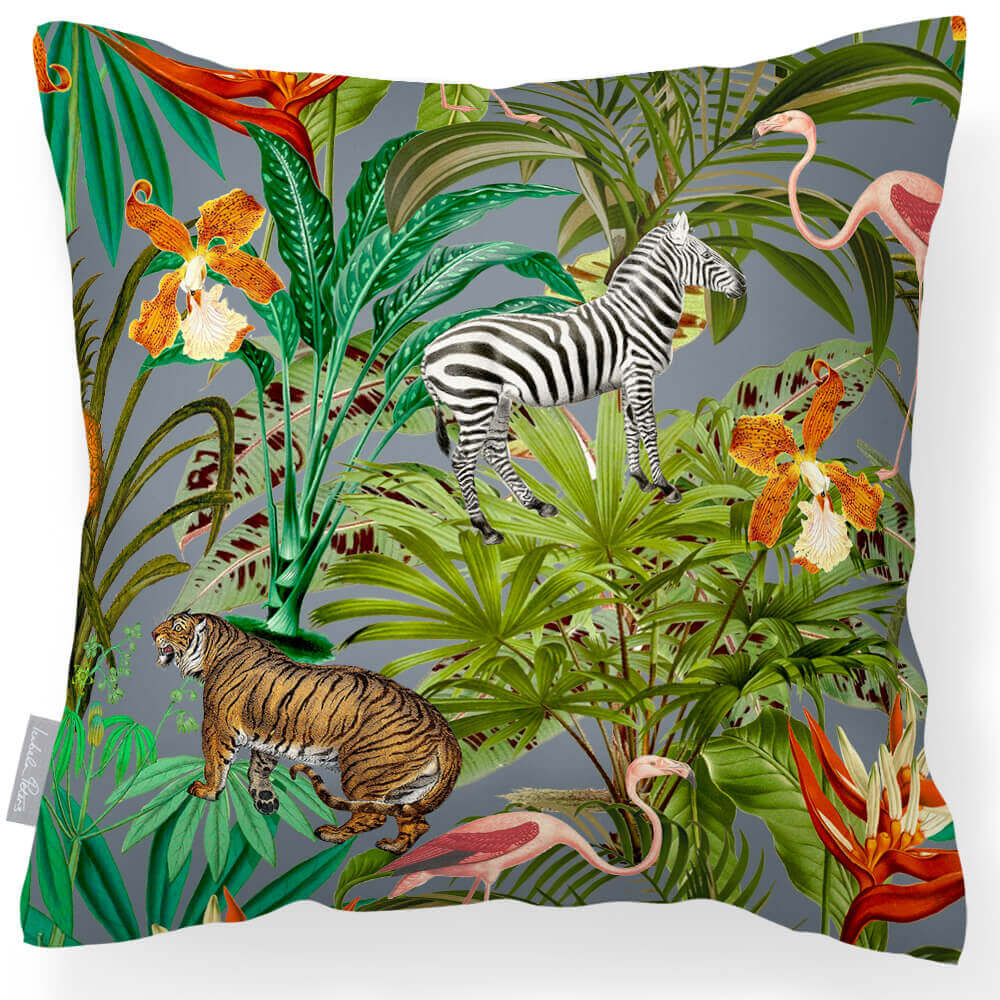 Outdoor Garden Waterproof Cushion - Jungle Fusion - French Grey 45 x 45 cm by Izabela Peters