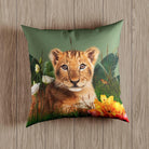 Outdoor Garden Waterproof Cushion - Jungle Lion Cub - Sage 50 x 50 cm by Izabela Peters