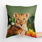 Outdoor Garden Waterproof Cushion - Jungle Lion Cub - Sage 50 x 50 cm by Izabela Peters