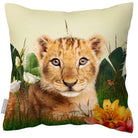Outdoor Garden Waterproof Cushion - Jungle Lion Cub - Cream 50 x 50 cm by Izabela Peters
