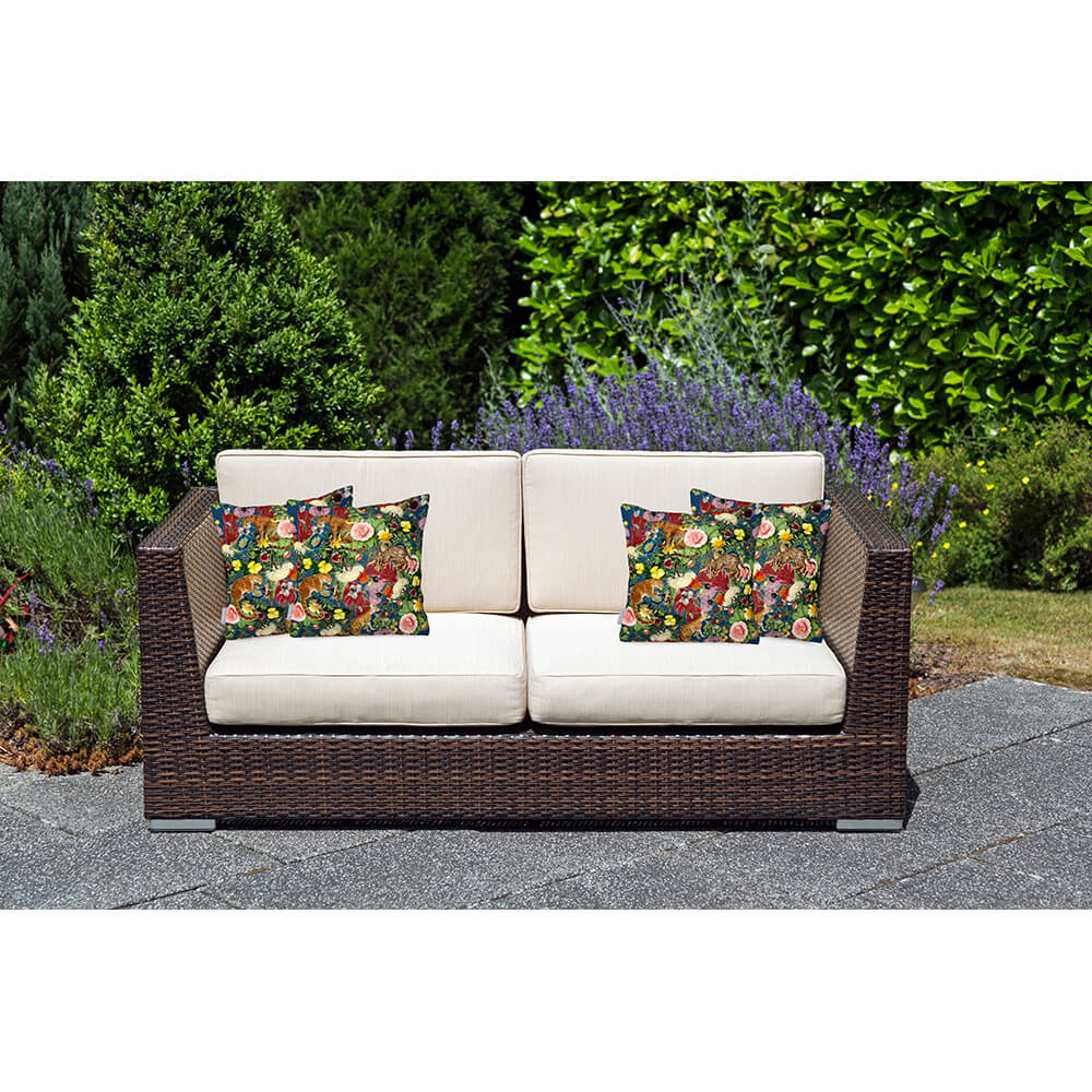 Outdoor Garden Waterproof Cushion - Junglescape - Estate Blue 45 x 45 cm by Izabela Peters