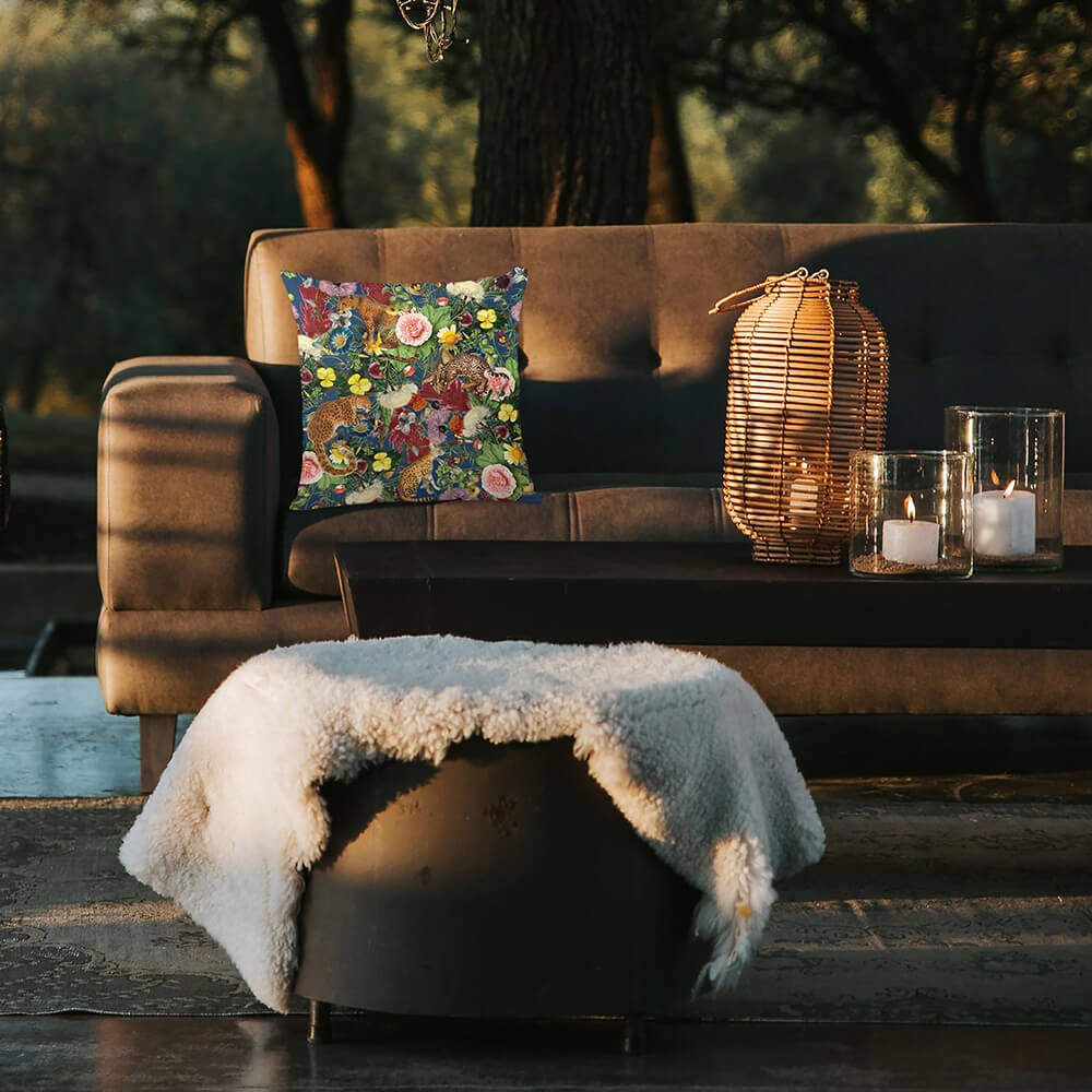 Outdoor Garden Waterproof Cushion - Junglescape - Estate Blue 45 x 45 cm by Izabela Peters